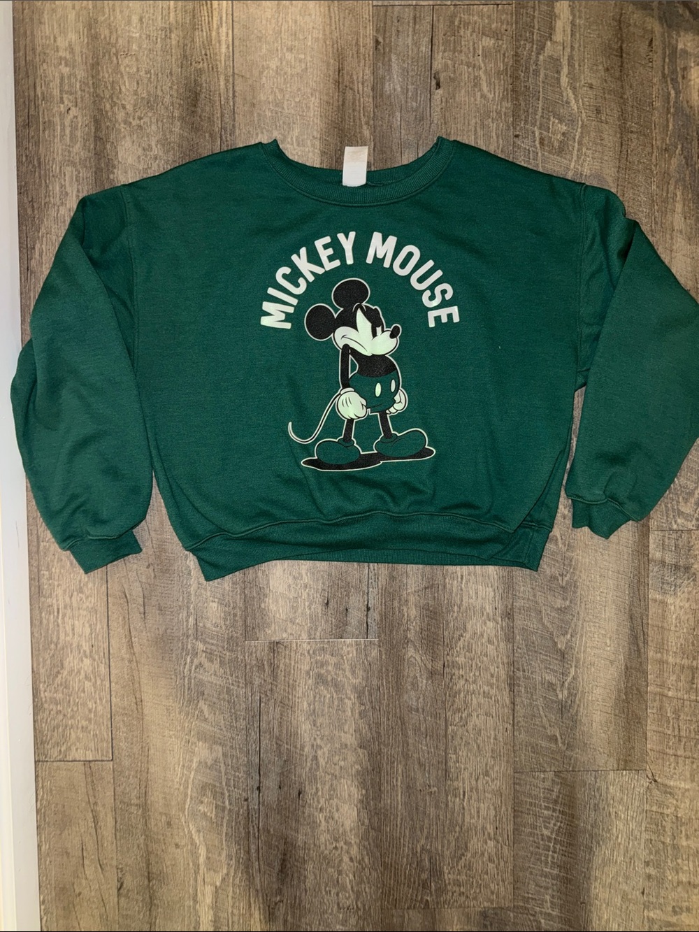 Disney Green Mickey Mouse Graphic Crew Sweatshirt